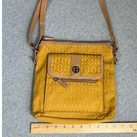 Giani Bernini Crossbody Bag Yellow Monogram Print Pocketbook Purse - Picture 2 of 13